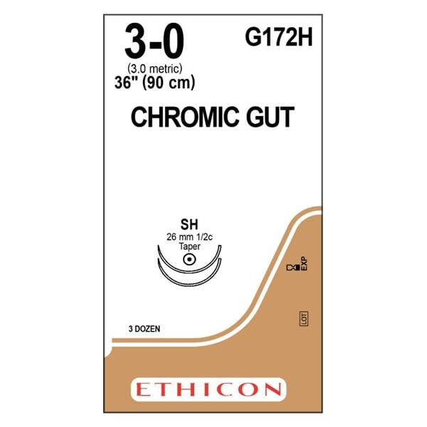 Gut Chromic Suture 0 36" Chromic Gut Monofilament SH/SH Brown 36/Bx
