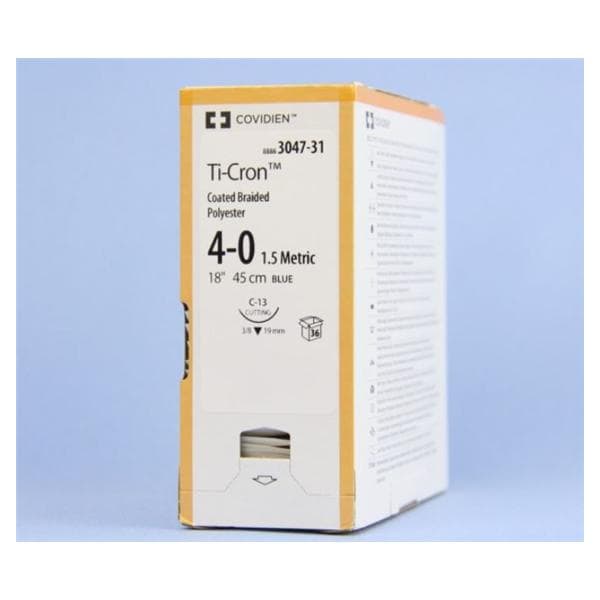 Ti-Cron Suture 4-0 18" Polyester Braid C-13 Blue 36/Ca
