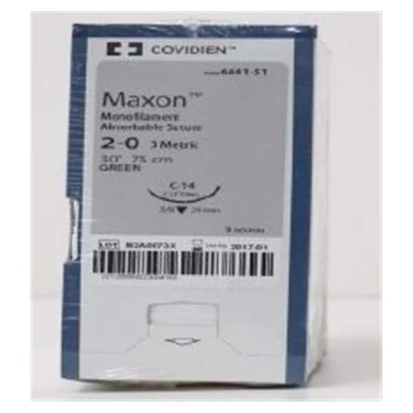 Maxon Suture 2-0 30" Polyglyconate Copolymer Monofilament C-14/CE-6 Green 36/Ca