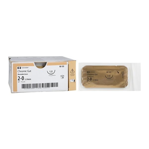 Surgigut Suture 2-0 30" Chromic Gut Monofilament V-20 Undyed 36/Ca