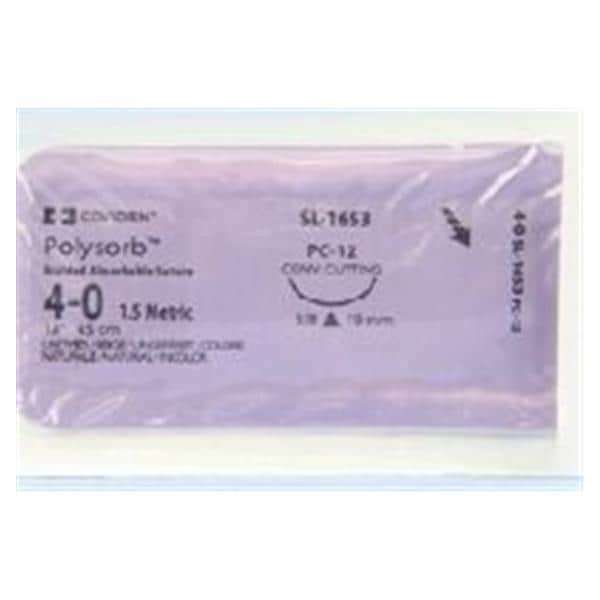 Polysorb Suture 4-0 18" Polyester Braid PC-12 Undyed 36/Ca