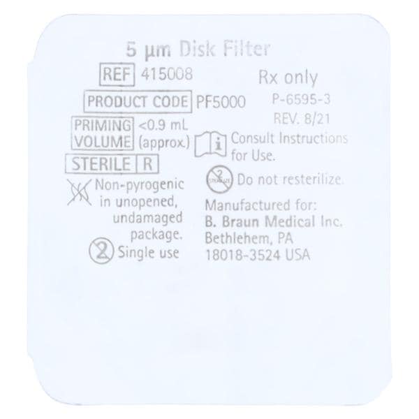 Supor Disc Filter Aspiration/Injection 3mL/5um Proximal/Distal Luer Lock 50/Ca