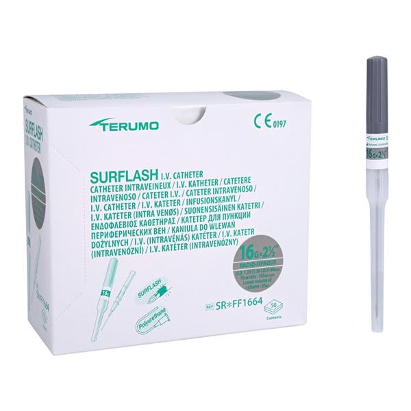 SurFlash IV Catheter 16 Gauge 2-1/2" Gray 50/Bx, 4 BX/CA