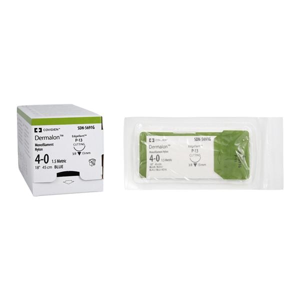 Dermalon Suture 4-0 18" Nylon Monofilament P-13 Blue 12/Ca