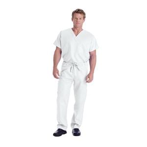 Essentials Scrub Top V-Neck 1 Pocket Short Sleeves X-Small White Unisex Ea