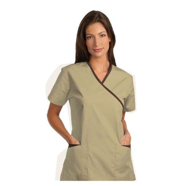Fashion Seal Scrub Shirt XOvr Nck 3 Pkts StIn Slv 4X Large Tn/Choc Womens Ea