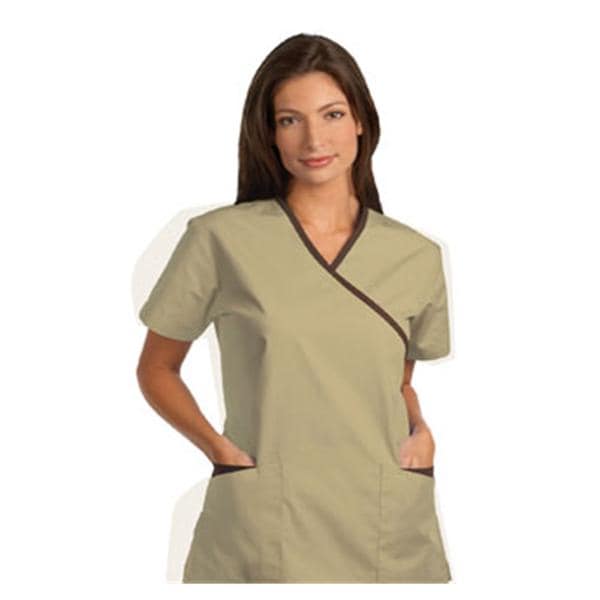 Fashion Seal Scrub Shirt XOvr Nck 3 Pkts StIn Slv X-Small Tn/Choc Womens Ea