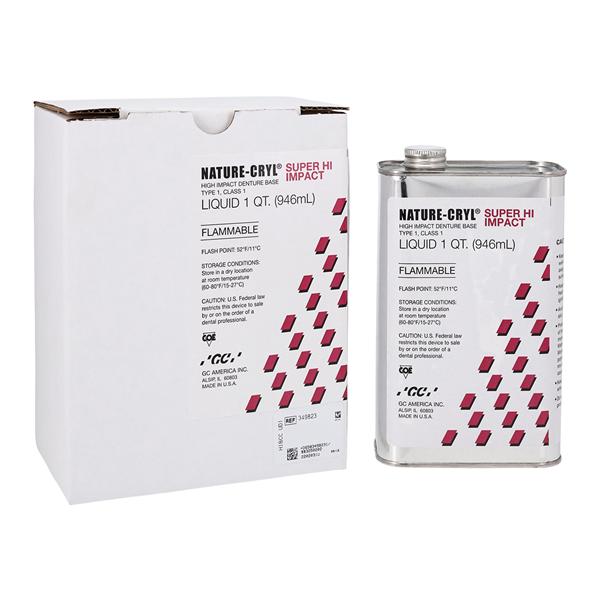 Nature-Cryl Denture Resin Super HI Impact Heat Cure Liquid 2 hours 32oz/Bt