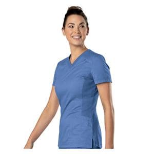Scrub Shirt V-Neck 2 Pockets Short Sleeves 3X Large Ceil Blue Womens Ea