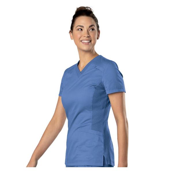 Scrub Shirt V-Neck 2 Pockets Short Sleeves 3X Large Ceil Blue Womens Ea