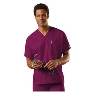 Cherokee Scrub Shirt V-Neck 1 Pocket Short Sleeves Large Wine Unisex Ea
