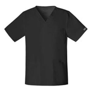 Cherokee Scrub Shirt V-Neck 4 Pockets Short Sleeves 2X Large Black Unisex Ea