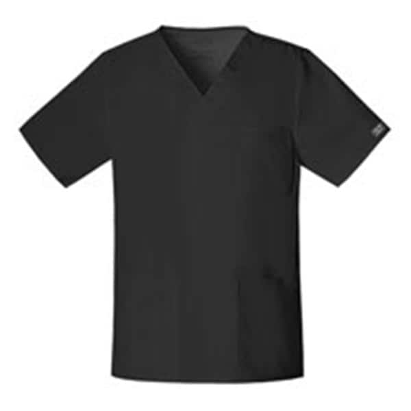 Cherokee Scrub Shirt V-Neck 4 Pockets Short Sleeves Medium Black Unisex Ea