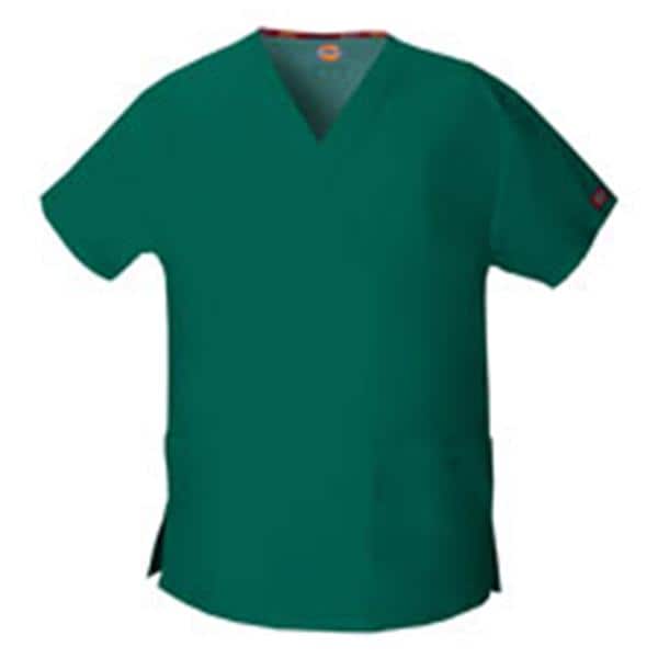 Dickies Scrub Shirt V-Neck 3 Pockets Short Sleeves 2X Small Hunter Womens Ea