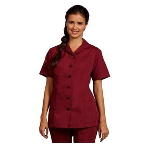 Scrub Shirt 2 Pockets Short Sleeves Medium Burgundy Womens Ea
