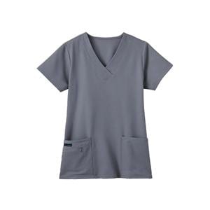 Scrub Top V-Neck 3 Pockets Small Pewter Womens Ea