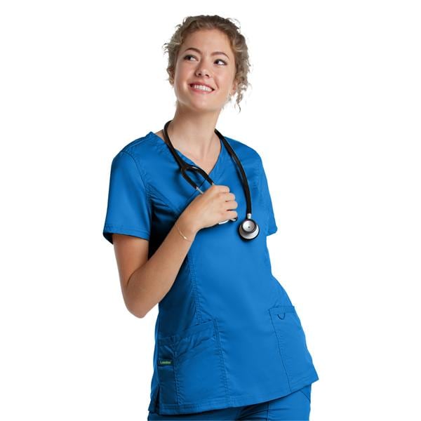 Scrub Top V-Neck Tunic 3 Pockets Small Royal Womens Ea product image