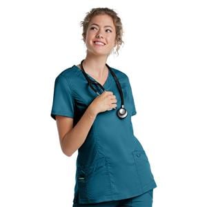 Scrub Top V-Neck Tunic 3 Pockets X-Large Caribbean Womens Ea