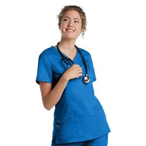 Scrub Top 3 Pockets 4X Large Royal Womens Ea