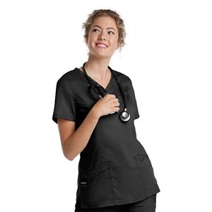 Scrub Top 3 Pockets 3X Large Black Womens Ea