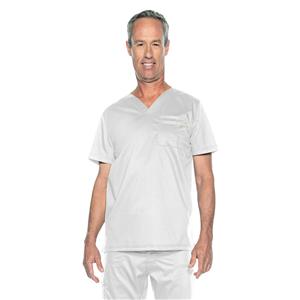 Proflex Scrub Top V-Neck 2 Pockets Small White Unisex Ea