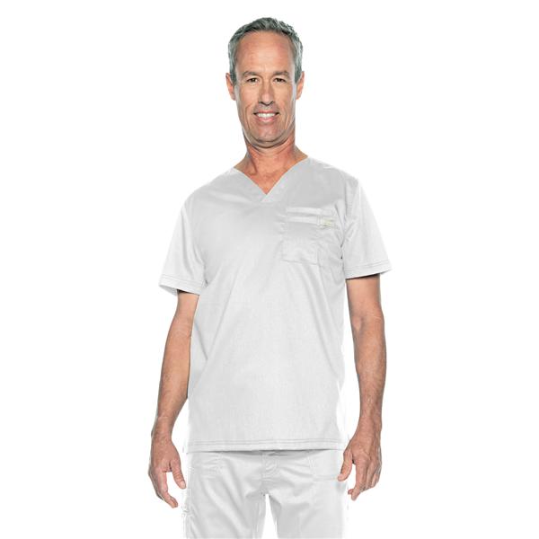 Proflex Scrub Top V-Neck 2 Pockets Small White Unisex Ea