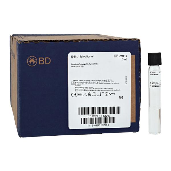BBL Prepared Media Saline 5mL Tube 100/Bx