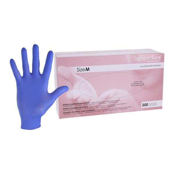 SemperSure Nitrile Exam Gloves Medium Cobalt Blue Non-Sterile 200/Bx