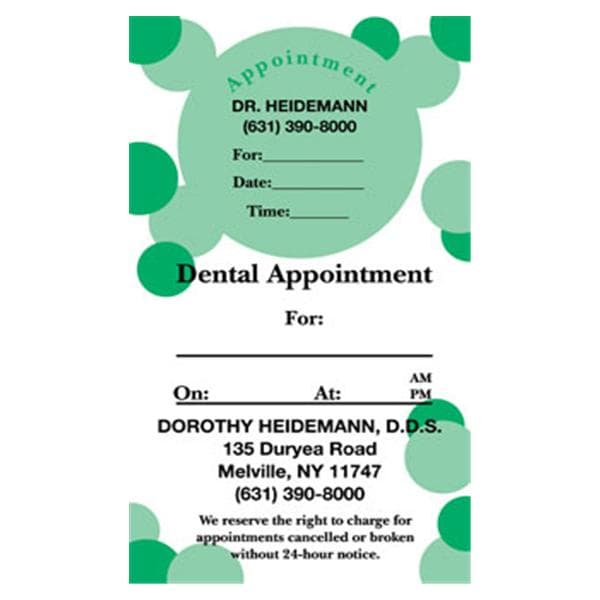 Peel N Stick Appointment Card Green Circles 500/Bx