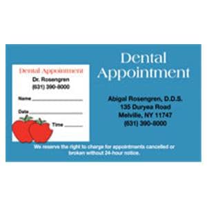 Peel N Stick Appointment Card Blue with 2 Apples 500/Bx