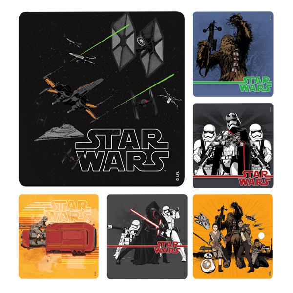Stickers 2.5 in x 2.5 in Star Wars The Force Awakens Assorted 100/Rl