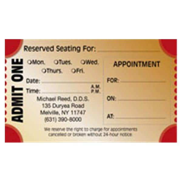 Peel N Stick Appointment Card Admit One Red 500/Bx product image