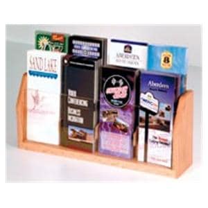 Counter Brochure Display 8 Pockets Light Oak Wood / Acrylic 7.5x18.25x4 Ea