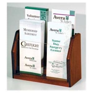 Counter Brochure Display 4 Pockets Mahogany Wood / Acrylic 7.5x9.5x4 Ea