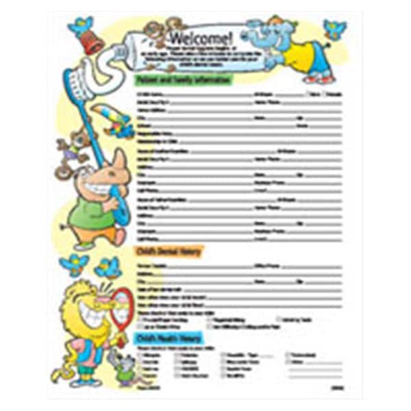 Registration / History Forms Pediatric 2-Sided English 8.5 in x 11 in 100/Pk product image