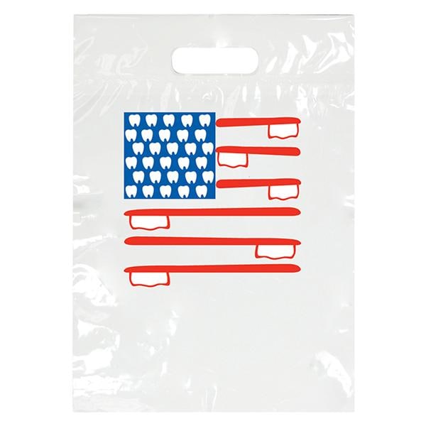 2-Color Bags American Flag White 7.5 in x 9 in 100/Pk - 2-Color Bags American Flag White 7.5 in x 9 in 100/Pk - Image 1