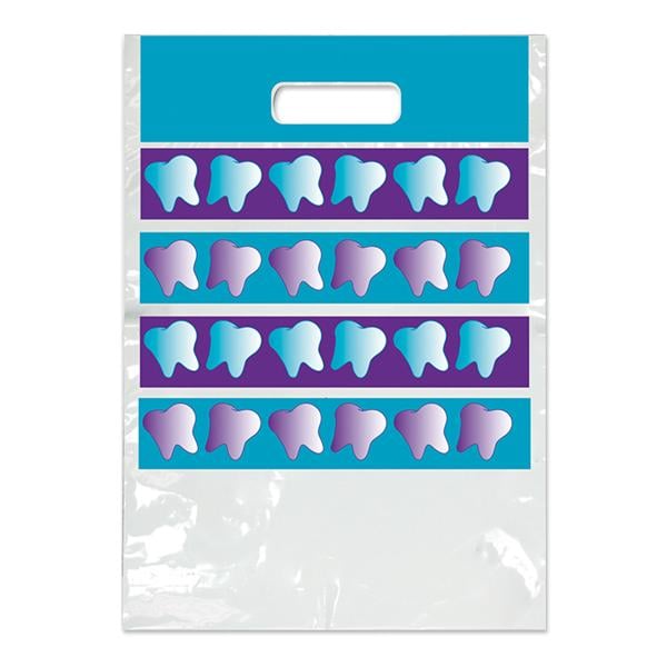 2-Color Bags Purple Teeth White 7.5 in x 9 in 100/Pk - 2-Color Bags Purple Teeth White 7.5 in x 9 in 100/Pk - Image 1