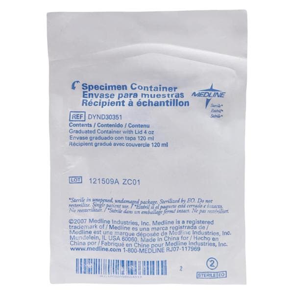 Specimen Container 4.5oz Silicone Sterile 100/Ca