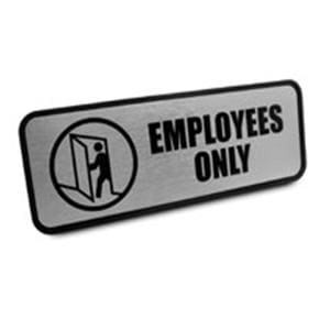 Sign Employees Only 3 in x 9 in Brushed Metal Ea