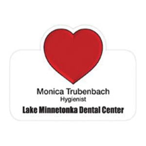 Name Badge Heart Full Color Acrylic Plastic 1.5 in x 3 in Ea