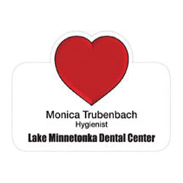 Name Badge Heart Full Color Acrylic Plastic 1.5 in x 3 in Ea