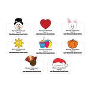 Name Badge Seasonal Full Color Acrylic Plastic 1.5 in x 3 in 8/Pk
