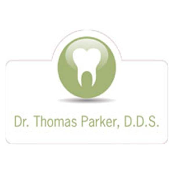 Name Badge Tooth Full Color Green Plastic Ea