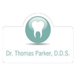 Name Badge Tooth Full Color Teal Plastic Ea