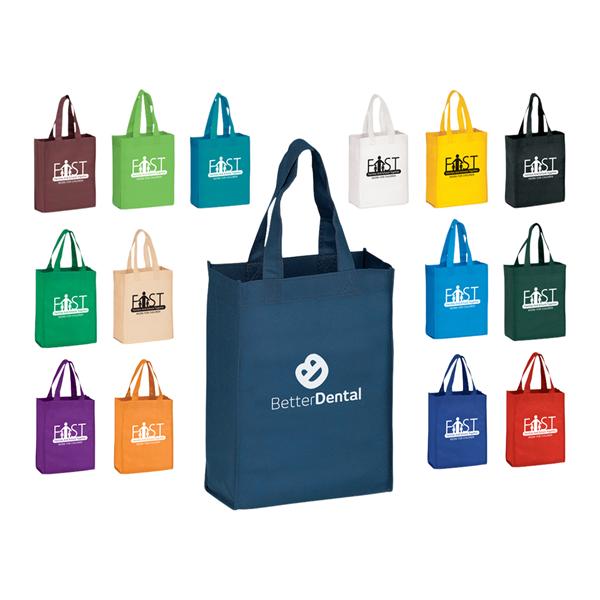 Tote Bag Non-Woven White Imprint 8 in x 4 in x 10 in _ 100/Bx