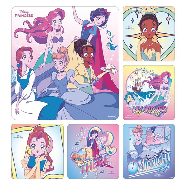 Disney Stickers Kids 2.5 in x 2.5 in Princess Anime 100/Rl