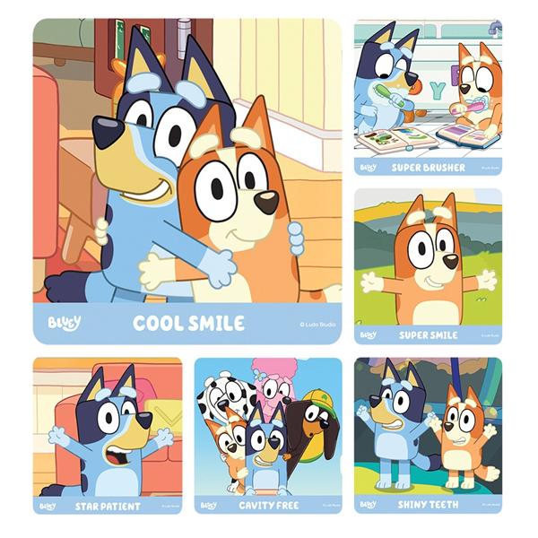 Stickers Kids 2.5 in x 2.5 in Bluey Dental 100/Rl