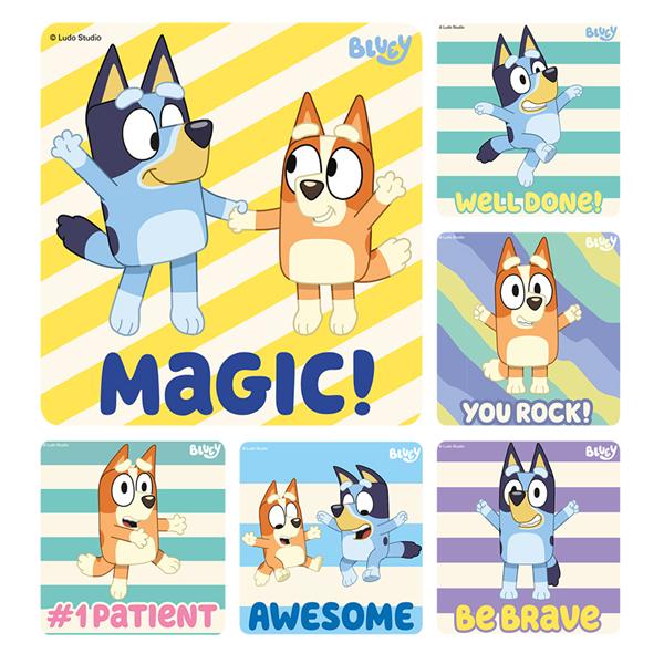 Stickers Kids 2.5 in x 2.5 in Bluey 100/Rl