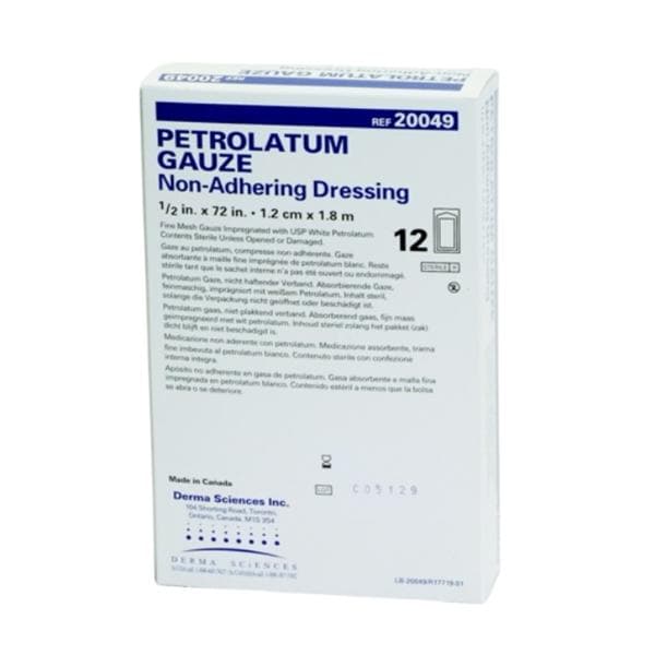 Petrolatum Gauze Dressing 1/2x72" Sterile White LF