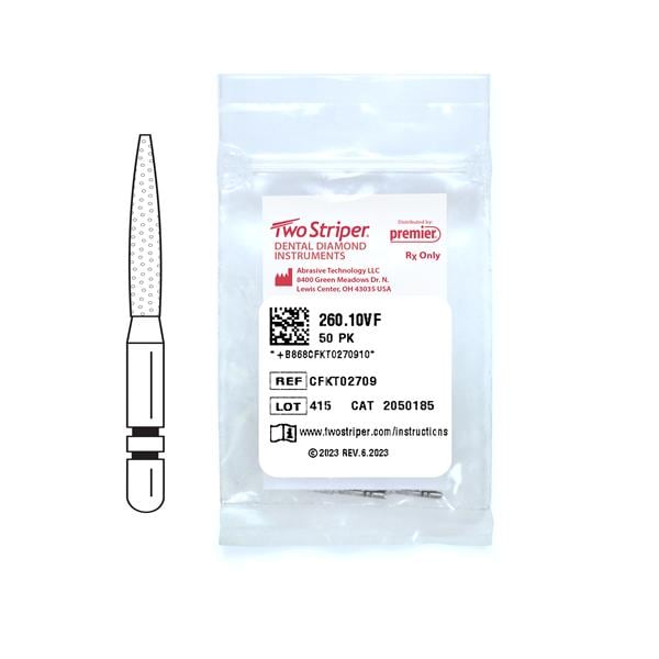 Two Striper Diamond Bur Friction Grip Very Fine 260.10VF 50/Pk thumbnail 3